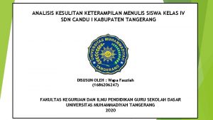 ANALISIS KESULITAN KETERAMPILAN MENULIS SISWA KELAS IV SDN