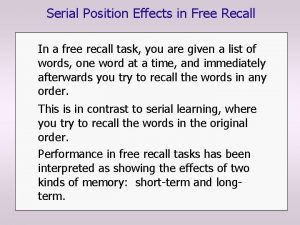 Serial recall