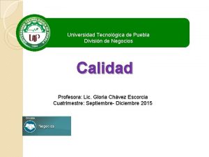 Universidad Tecnolgica de Puebla Divisin de Negocios Calidad