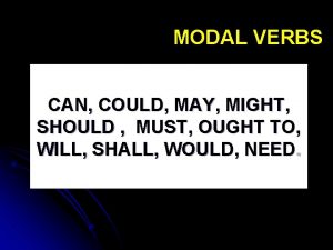 MODAL VERBS CAN COULD MAY MIGHT SHOULD MUST