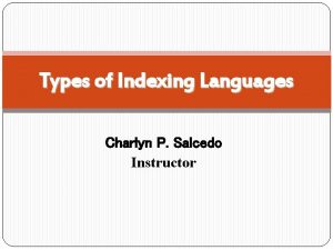 Types of indexing language