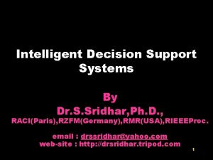 Intelligent Decision Support Systems By Dr S Sridhar