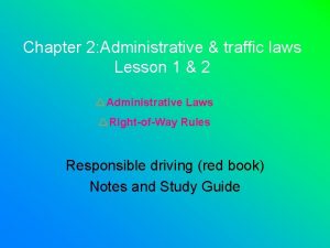Chapter 2 Administrative traffic laws Lesson 1 2