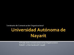 Seminario de Comunicacin Organizacional Universidad Autnoma de Nayarit