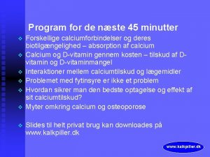 Program for de nste 45 minutter v v