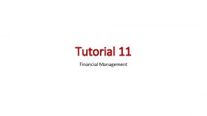 Financial management tutorial