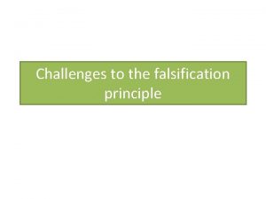 Challenges to the falsification principle Starter Look at