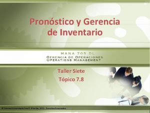 Pronstico y Gerencia de Inventario Taller Siete Tpico