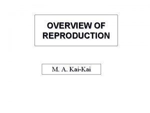 OVERVIEW OF REPRODUCTION M A KaiKai Learning Objectives