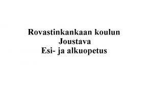 Joustava alkuopetus