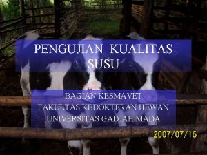 PENGUJIAN KUALITAS SUSU BAGIAN KESMAVET FAKULTAS KEDOKTERAN HEWAN