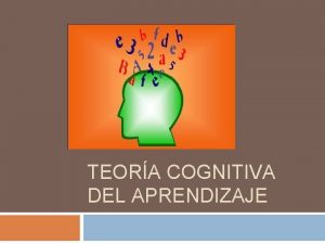 TEORA COGNITIVA DEL APRENDIZAJE Cmo aprendemos Puede modificar