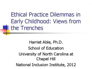 Ethical dilemmas in early childhood education