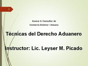 1 Asesor Consultor de Comercio Exterior Aduana Tcnicas