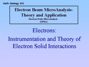 Uof O Geology 619 Electron Beam Micro Analysis