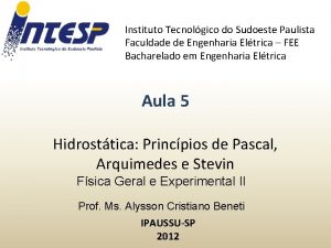 Instituto Tecnolgico do Sudoeste Paulista Faculdade de Engenharia