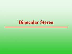 Binocular Stereo Topics Principle basic equation epipolar line