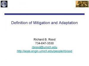 Definition of Mitigation and Adaptation Richard B Rood