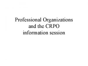 Crpo recognized programs