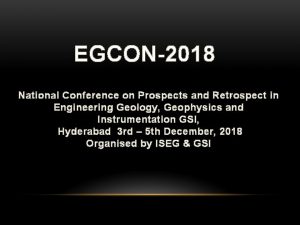 EGCON2018 National Conference on Prospects and Retrospect in