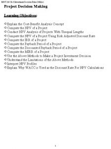 MGT 326 Ch 8 Investment Decision Rules bdh