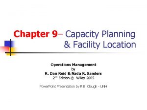Facility capacity planning