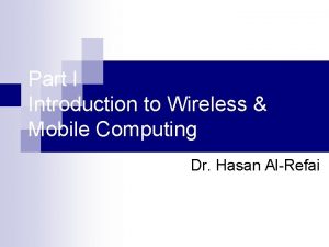 Introduction to mobile computing