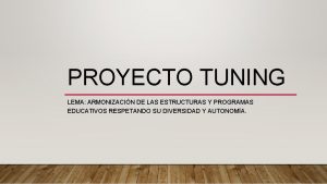 PROYECTO TUNING LEMA ARMONIZACIN DE LAS ESTRUCTURAS Y