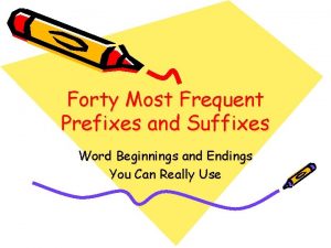 Forty Most Frequent Prefixes and Suffixes Word Beginnings