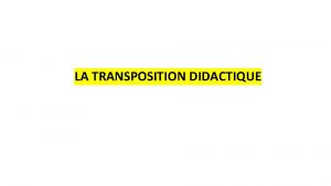 Transposition didactique
