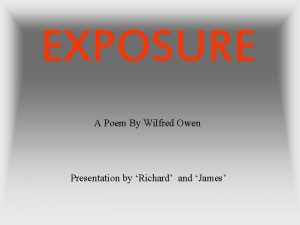 Wilfred owen poems exposure