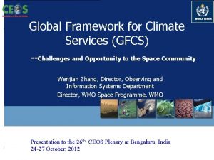 WMO OMM Global Framework for Climate Services GFCS