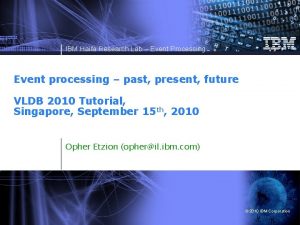 IBM Haifa Research Lab Event Processing Event processing