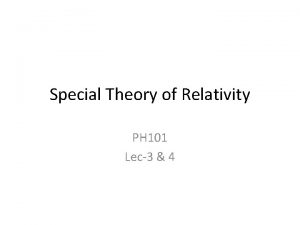 Special Theory of Relativity PH 101 Lec3 4