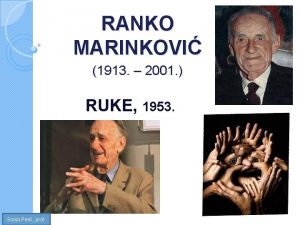 RANKO MARINKOVI 1913 2001 RUKE 1953 Sonja Peri