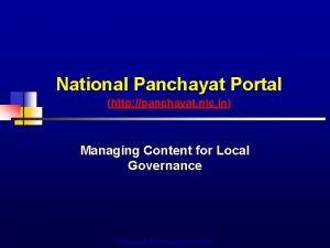 National Panchayat Portal http panchayat nic in Managing