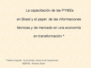 La capacitacin de las PYMEs en Brasil y