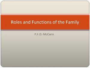 Roles and functions of the family