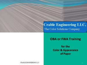 Crable Engineering LLC The Color Solutions Company OBA