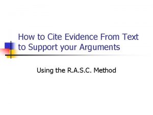 Different ways to cite evidence