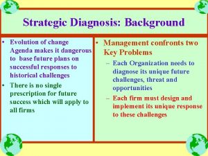 Strategic Diagnosis Background Evolution of change Management confronts