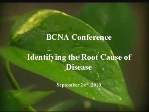 CAND Orientation 2004 BCNA Conference Identifying the Root