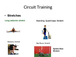 Circuit Training Stretches Long adductor stretch Runners Stretch
