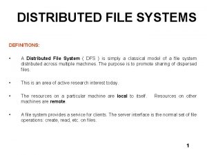 Distributed file system definition
