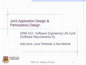 Joint Application Design Participatory Design SENG 613 Software