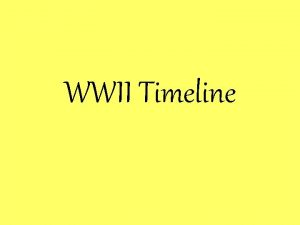 WWII Timeline 1939 SEPT 1 German invasion of