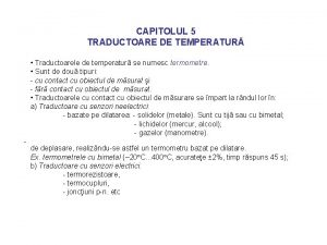 Traductoare de temperatura