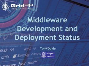 Middleware Development and Deployment Status Tony Doyle 9