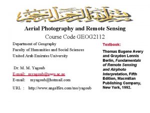 Aerial Photography and Remote Sensing Course Code GEOG