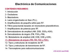 Electrnica de Comunicaciones CONTENIDO RESUMIDO 1 Introduccin 2